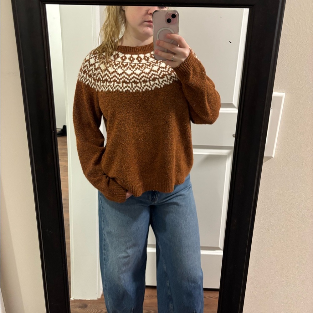 Orange and White Fair Isle Sweater
